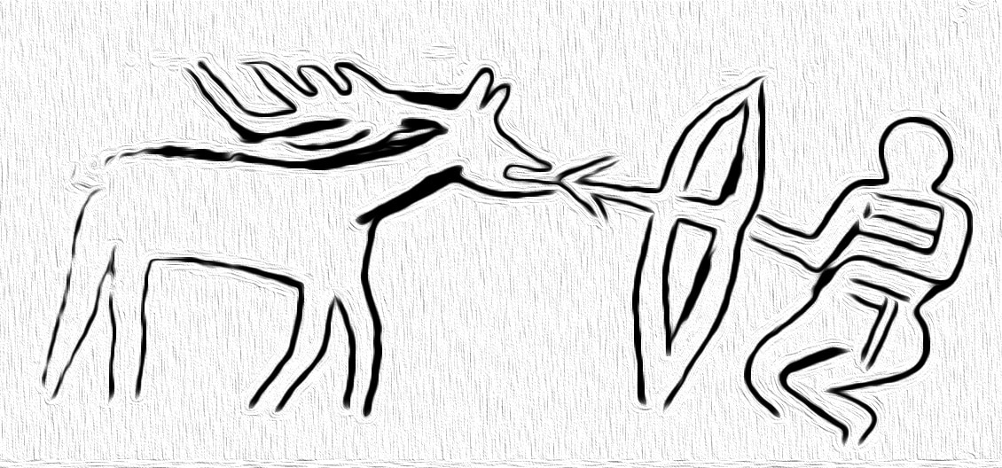 Jelen s moćnim rogovima i lovac koji ga napada u Trstenom kod Dubrovnika
