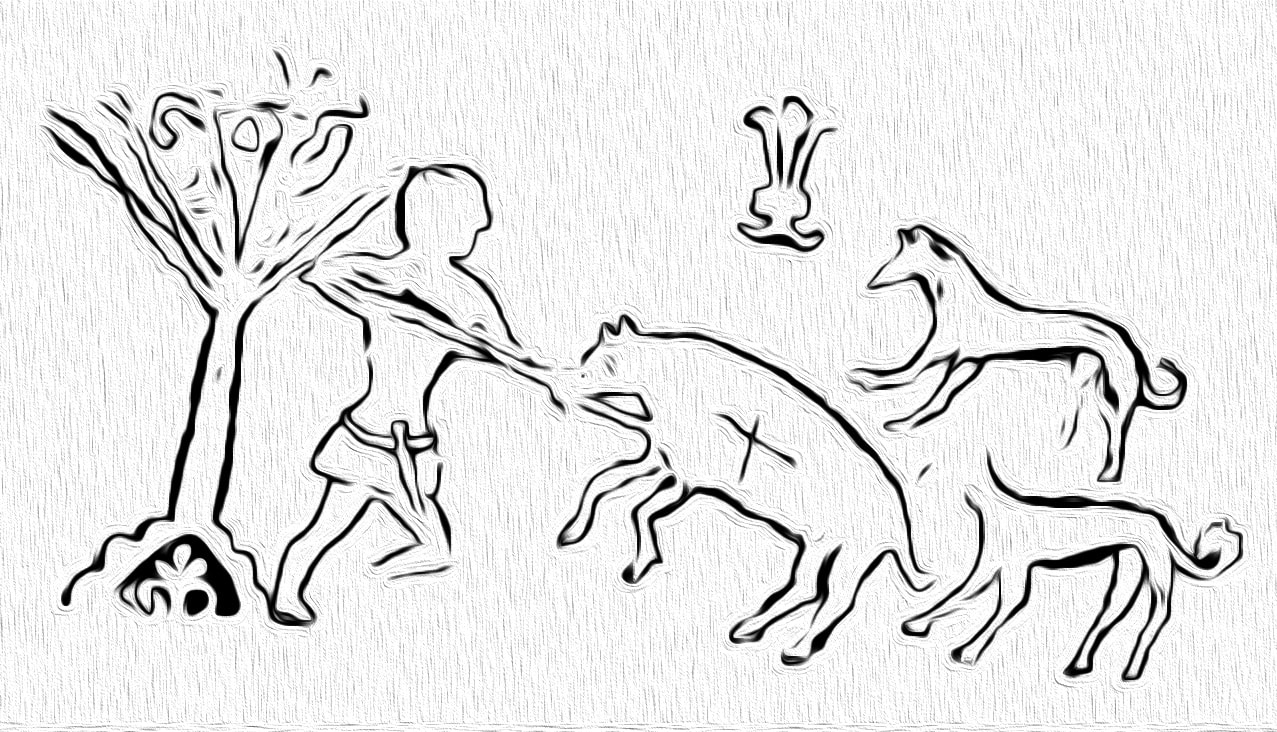 Divlju životinju s krstom progone psi, lovac je probode kopljem – na stećku u Donjoj Zgošči, Kakanj kod Visokog